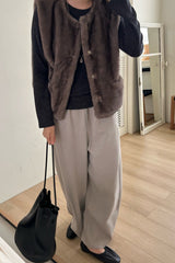 Comma Banding Pants in Beige, women's banded wide leg pants