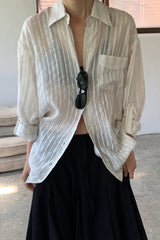 Linen Stripe Loose Shirt
