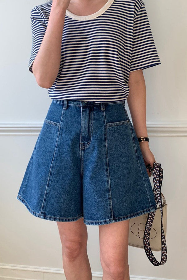 Seam Denim Shorts