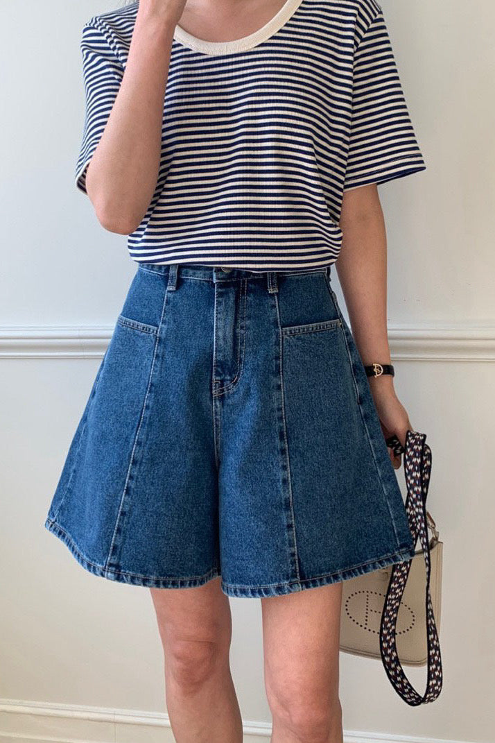 Seam Denim Shorts
