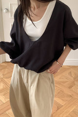 Deep U Neck Blouse