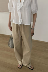 Curved-Seam Cotton Slacks