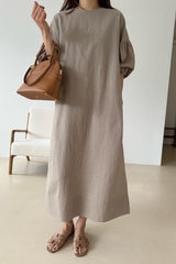 Puff Sleeve Linen Dress