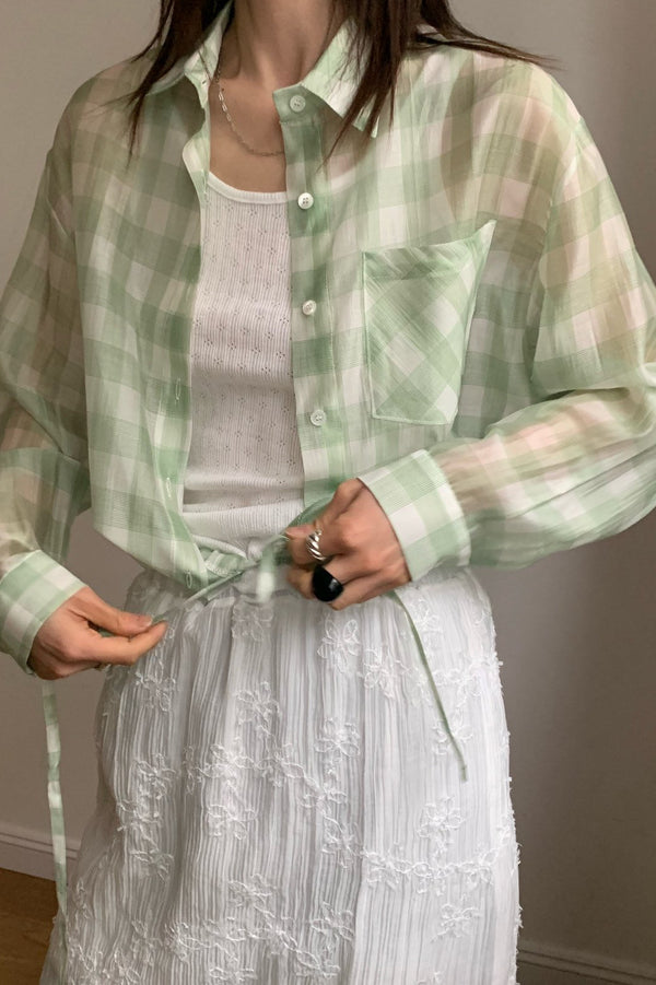 Sheer Gingham Blouse