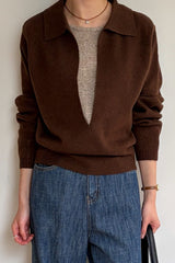 Deep V Collar Double Knit
