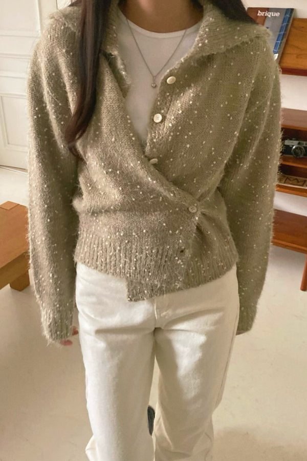 Artisanal Dotted Wrap Cardigan