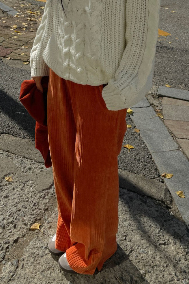 Loose Corduroy Banded Pants