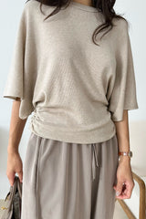 Shirring Wide Knit Tee