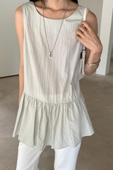 Crinkle Peplum Sleeveless Blouse