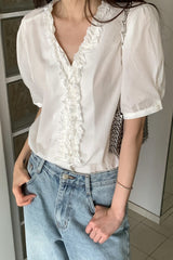 Puff Sleeve Frill Blouse