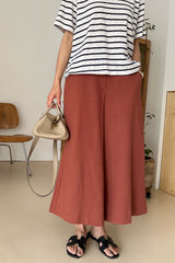 Back Zip Banding Wide Leg Pants