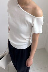 Asymmetric Off-Shoulder Knit Top