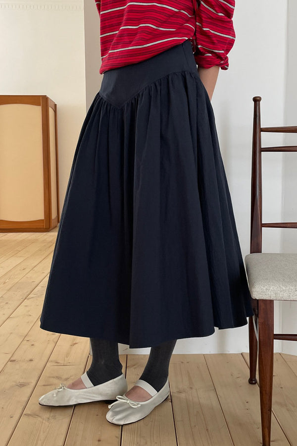 Yoke Shirring Skirt