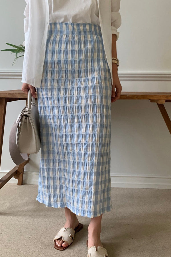Crinkle Gingham Skirt