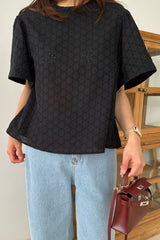 Eyelet Flutter Blouse