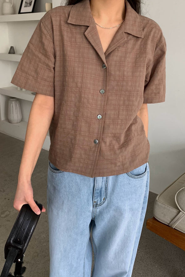 Open Collar Check Shirt