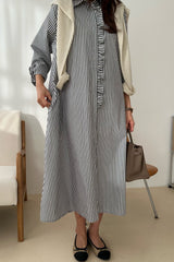 Stripe Frill Shirt Dress