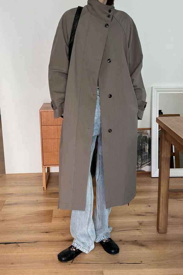 Modern High Collar Trench