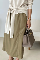 Stitch Leather Skirt