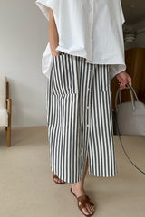 Stripe Pocket Button Skirt