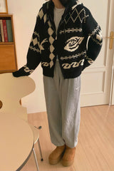 Jacquard Hoodie Cardigan