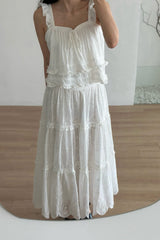 Tiered Eyelet Maxi Skirt