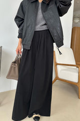 Pintuck Wide Trouser in black, women's pintuck wide leg trousers