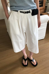 Wide Leg Cotton Half Pant