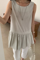 Crinkle Peplum Sleeveless Blouse