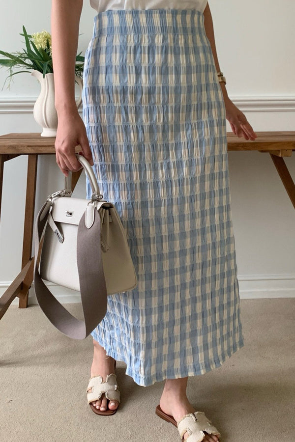 Crinkle Gingham Skirt