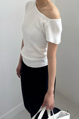Asymmetric Off-Shoulder Knit Top