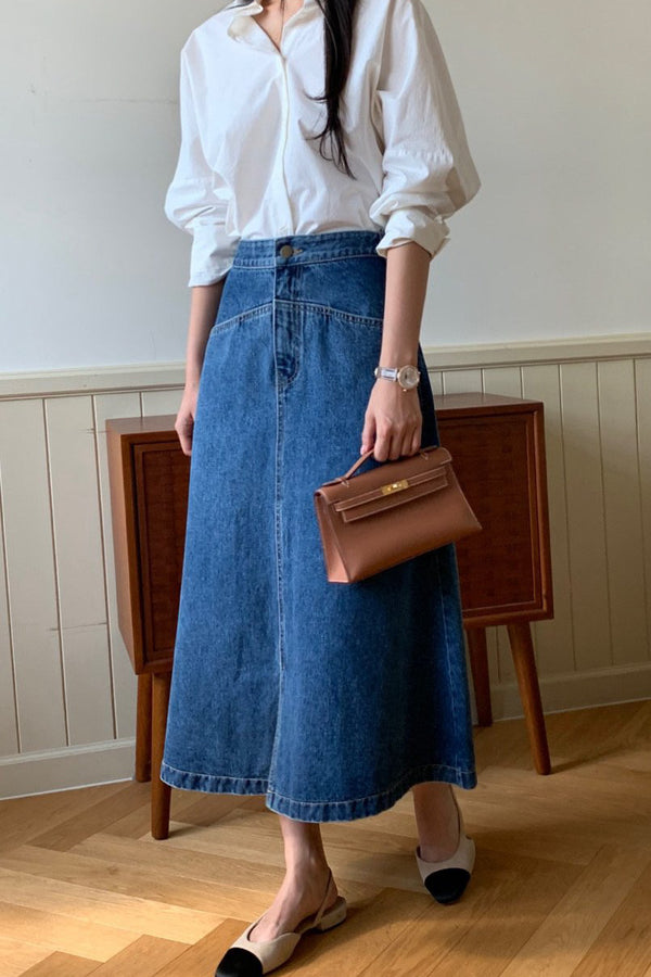 Seamline Denim Skirt