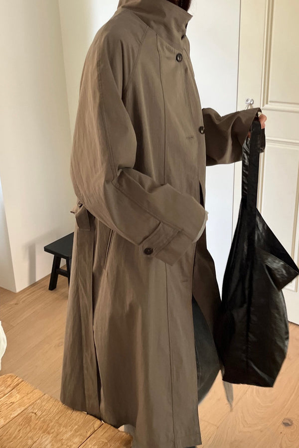 Modern High Collar Trench