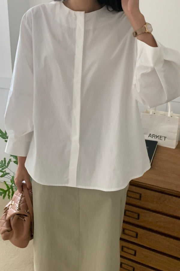 No Collar Volume Shirt