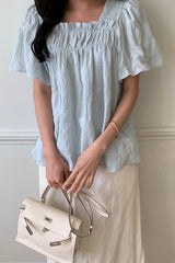 Smocked Square Neck Blouse