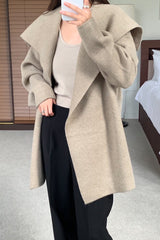 Wide Shawl Collar Knit Coat (separate belt included)