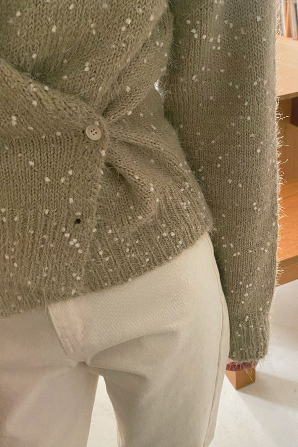 Artisanal Dotted Wrap Cardigan