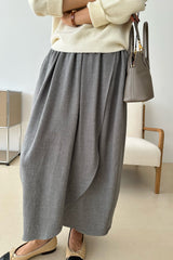 Twill Tulip Banding Skirt in grey, women's twill wrap long skirt