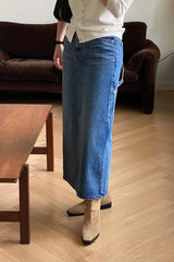 Pocket Long Denim Skirt