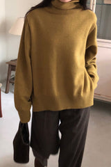 Side Slit Turtleneck Sweater
