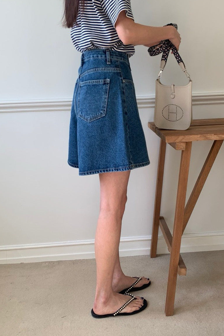 Seam Denim Shorts