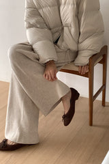 Delight Knit Pants in Beige, women's knit wide leg banding pants