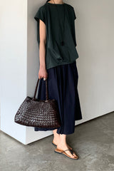 Back Pleat French Sleeve Tee
