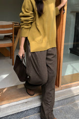 Side Slit Turtleneck Sweater