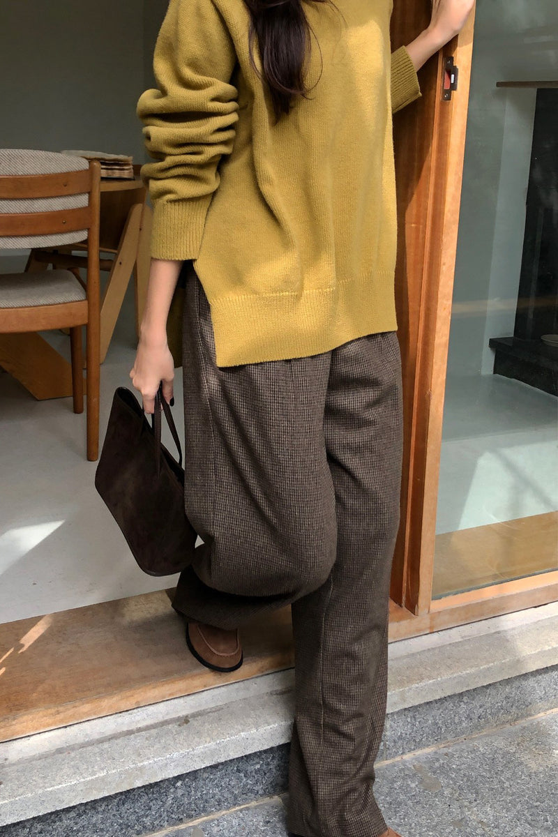 Side Slit Turtleneck Sweater