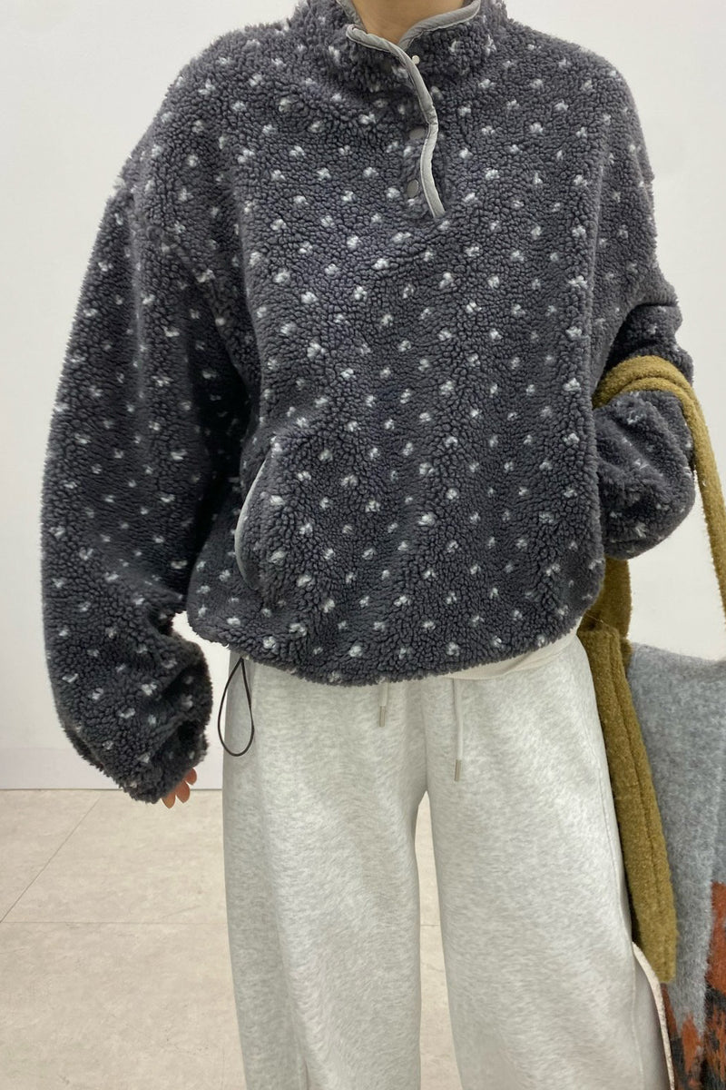 Dumble Dot Fleece Half-Snap Top