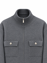 Lucca Half Neck Zip Up in charcoal, women's half neck knit zip up jacket