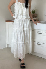 Tiered Eyelet Maxi Skirt