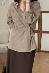 Moburn Stripe Wrap Shirt