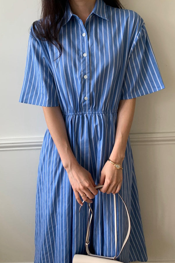Breezy Stripe Pintuck Dress
